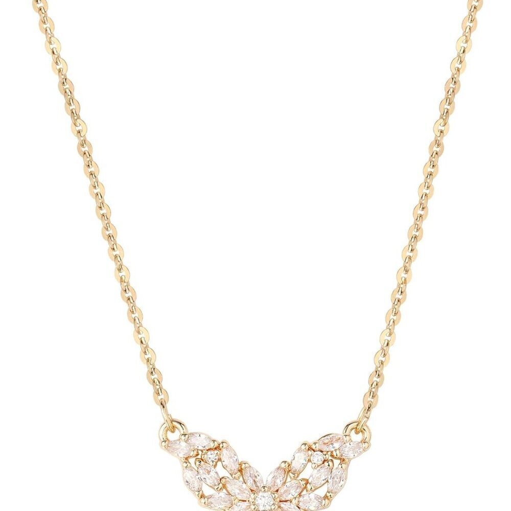 Gold Plated Pendant Necklace Dainty Floral Butterfly Key Charm Jewelry